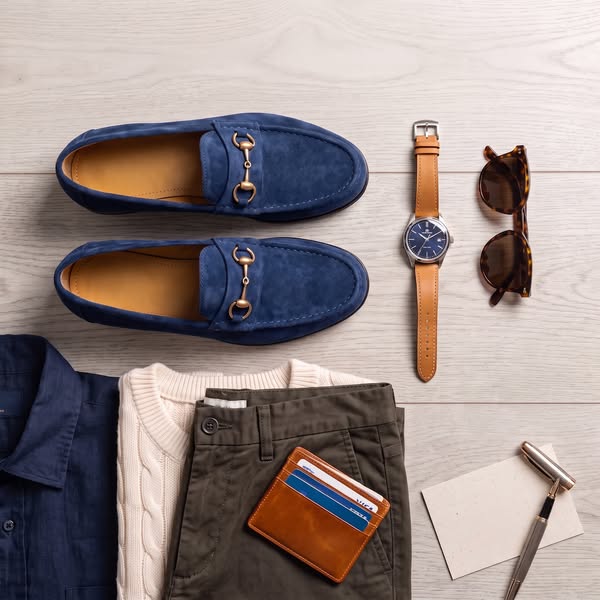 Handcrafted Blue Suede Loafers | Quiet Luxury
