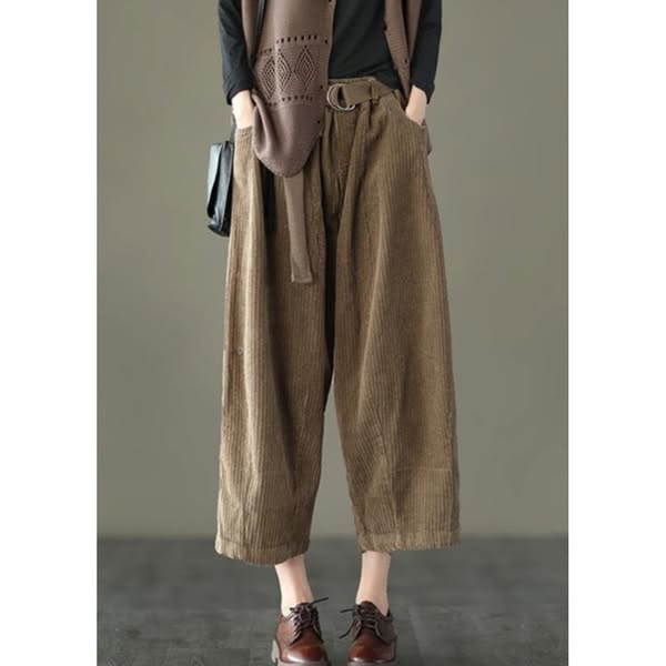 Plus Size Casual Pocket Corduroy DIY Pants