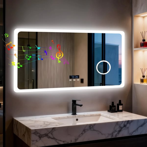 Smart Rectangle Bluetooth Mirror