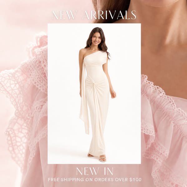 Slim-Fit Long Evening Gown With Slant Shoulder Waist And Pleated Waist