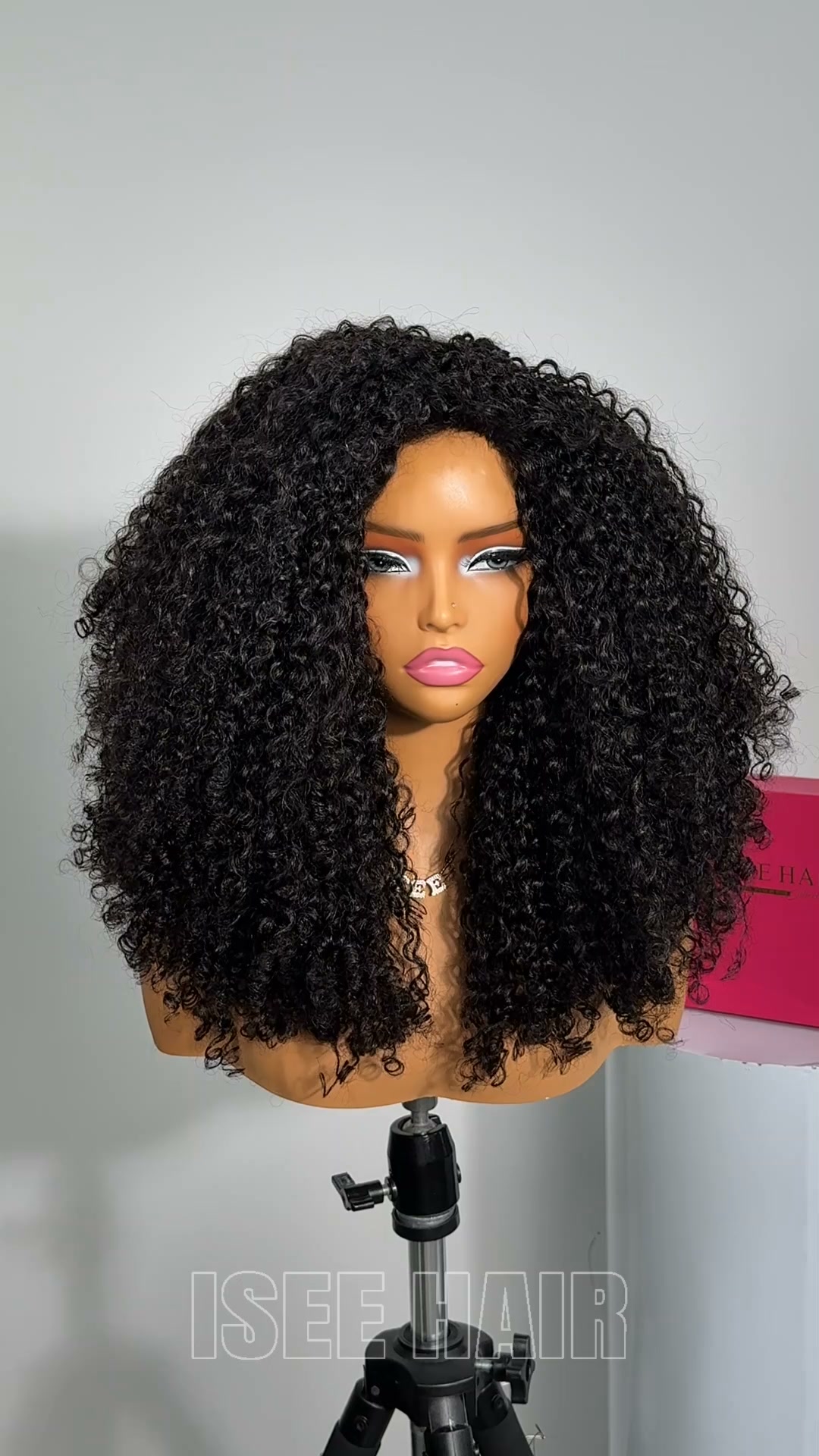 ISEE New In Feather Wig Kinky Curly Half Wig Full Volume Curly Wear Go Glueless Wig