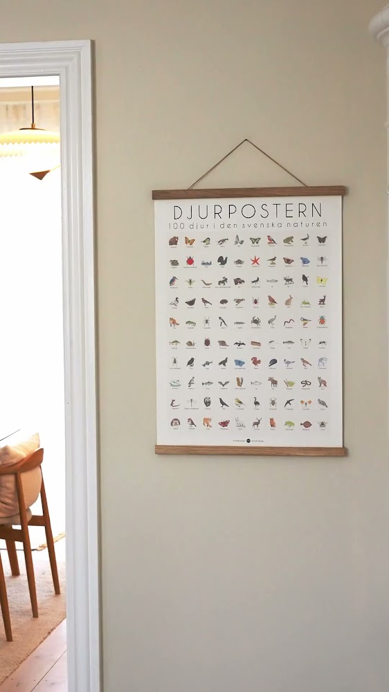 100 djur från Sverige - på en poster