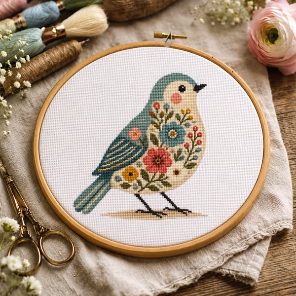 90% Off Spring Bird Cross Stitch Pattern