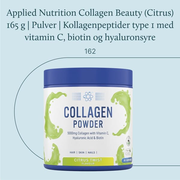 Applied Nutrition Collagen Beauty (Citrus) 165 g | Pulver | Kollagenpeptider type 1 med vitamin C, biotin og hyaluronsyre