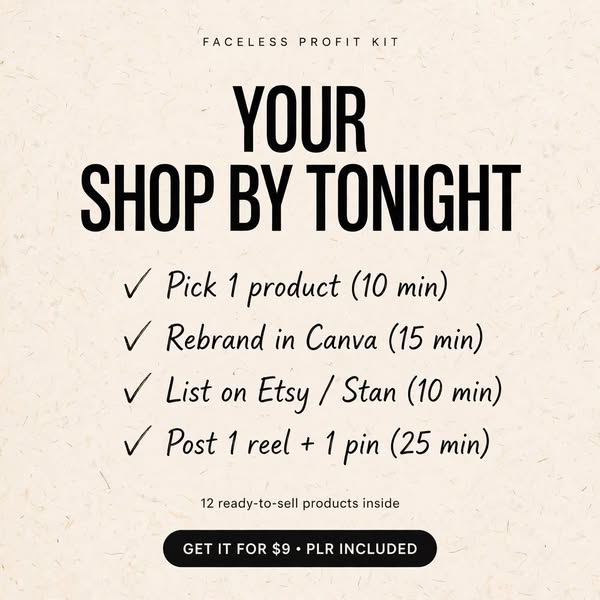 Launch Your Digital Product Shop in a Day — No Face Required