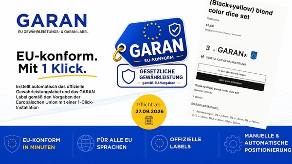 EU GARAN Legal Guarantee - Official EU Legal Guarantee Notices & GARAN Labels | Shopify App Store