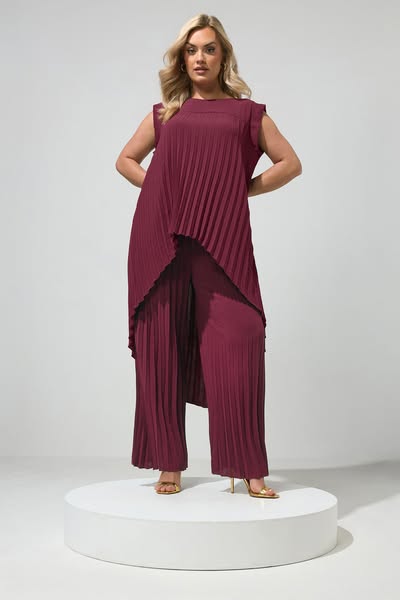 Yours London Plus Size Purple Pleated Trousers