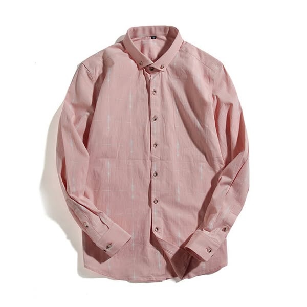 Chalk Stripe Style Plaid Men Long Sleeves Shirt