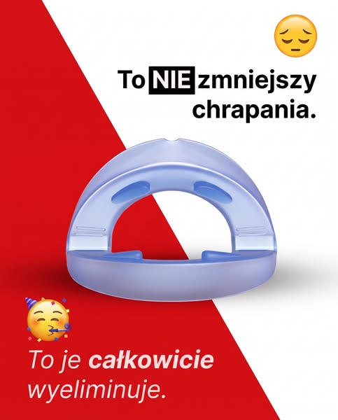Nie zmniejsza chrapania. Eliminuje je.