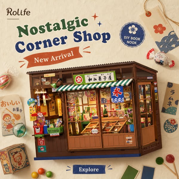 New! Nostalgic Corner Shop Book Nook