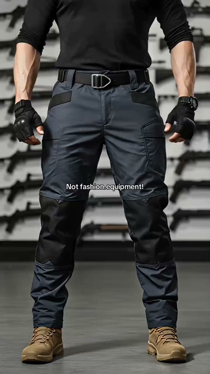Men's Grey Cargo Outdoor Pants with Reinforced Knees