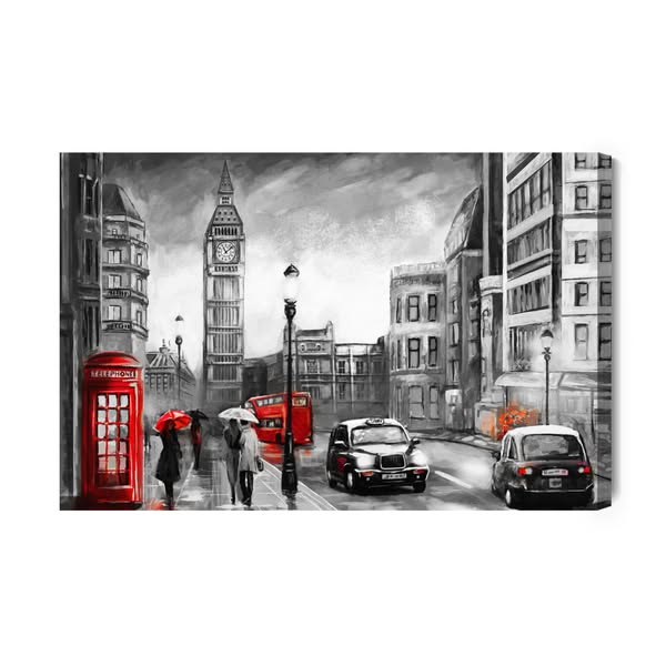 Ljuddämpande tavla - Cars in London (30x20cm Polyester)