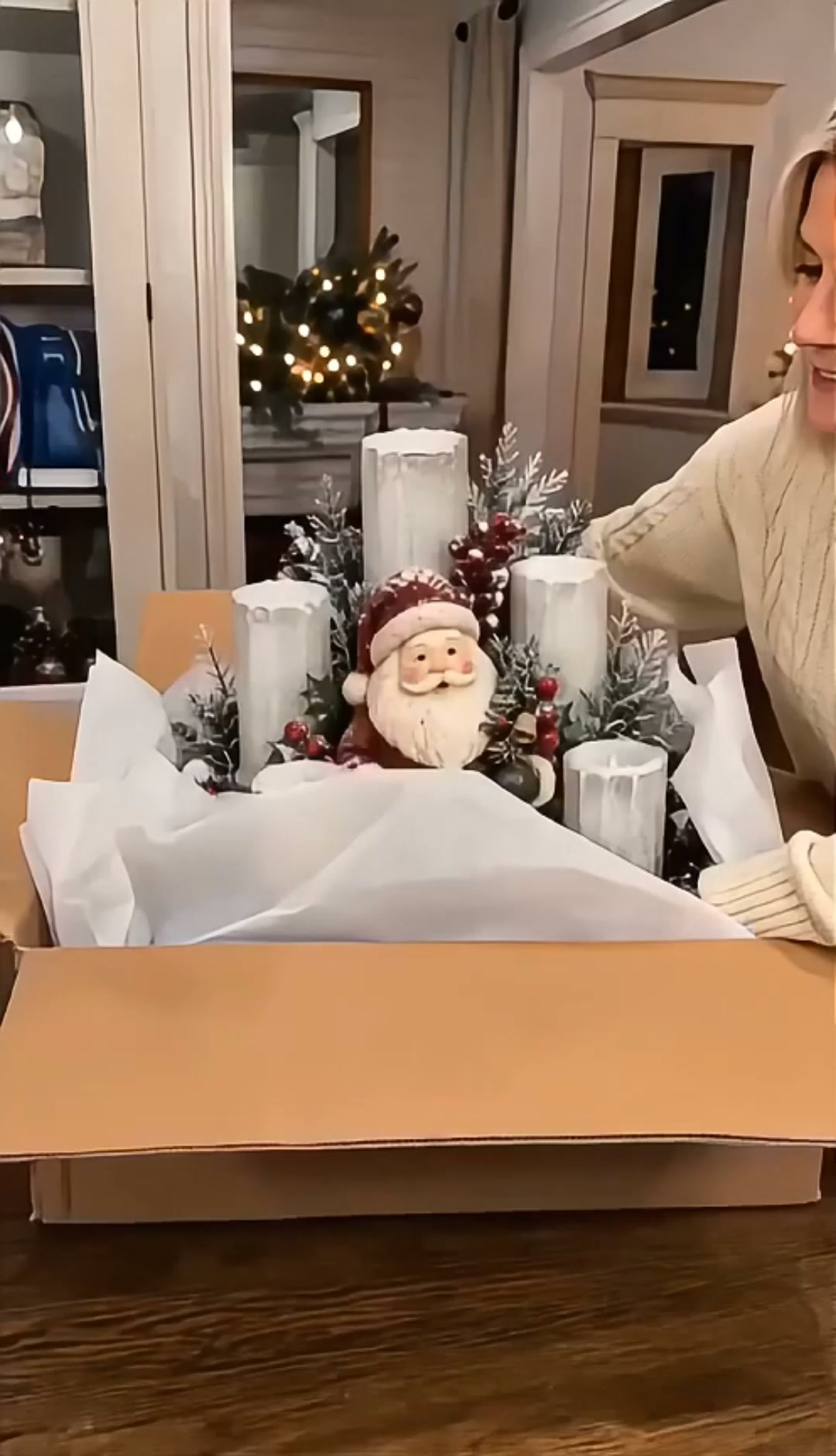 Centre de table de Noël lumineux avec bougie sans flamme