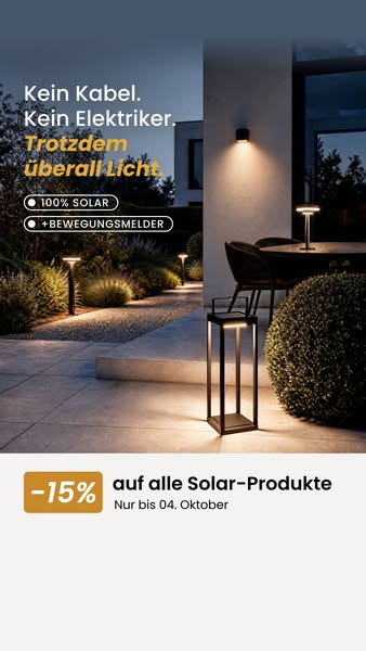 15% auf alle Solar-Leuchten