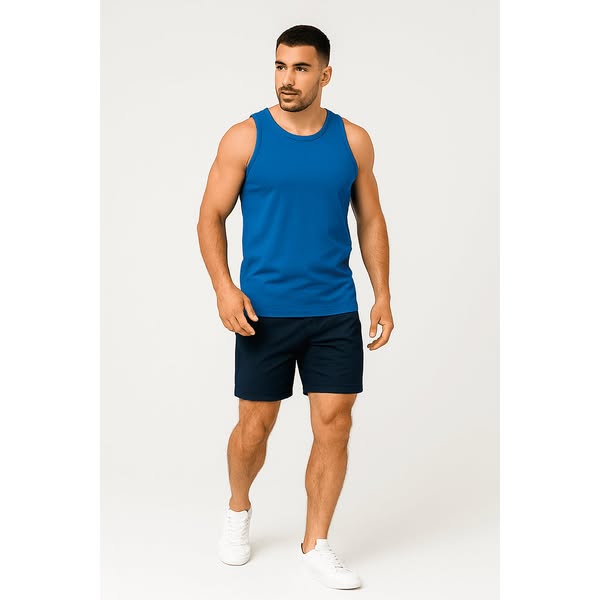 Koszulka męska Tank top bez rękawów niebieska W5509
