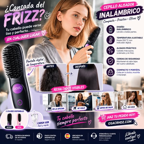 ¡TU CEPILLO ALISADOR INALÁMBRICO PARA LLEVAR!