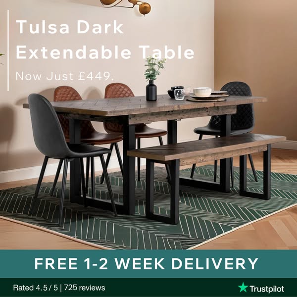 Tulsa Dark 140-180cm Table
