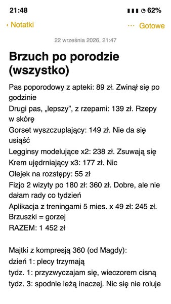 1 452 zł na brzuch po porodzie
