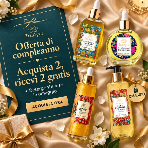 Acquista 2 prodotti, ne ricevi 2 in omaggio + un detergente viso gratuito