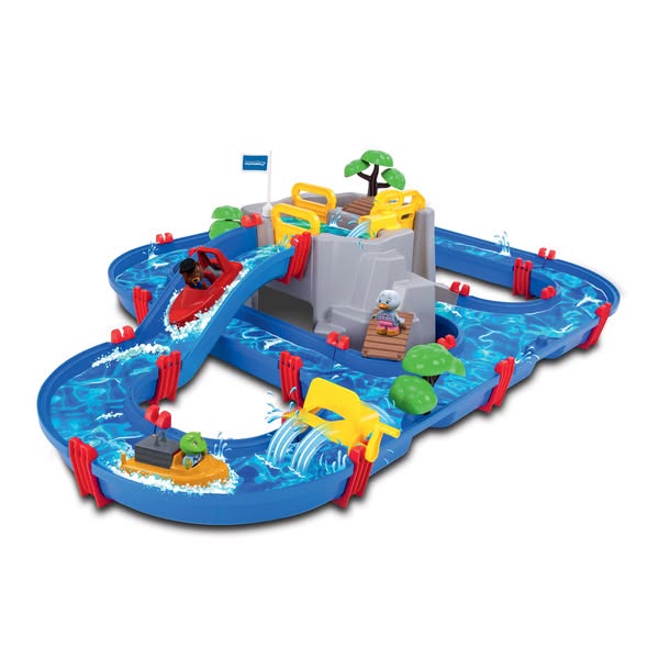 Voie aquatique Mountain Lake AquaPlay avec une grotte, une glissière, un barrage et 2 figurines à partir de 3 ans