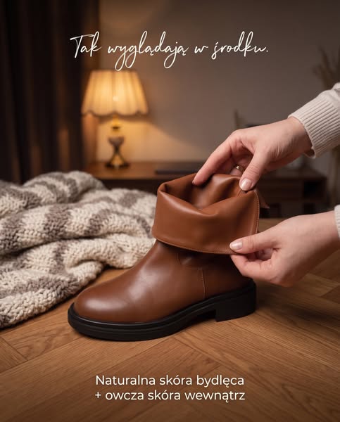 Botki Giulia z naturalnej skóry