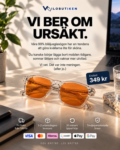 99% blåljusglasögon – 349 kr