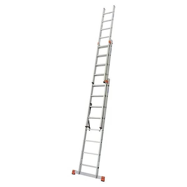 Monto Escalera multiusos (Altura de trabajo: 6,05 m, Número de peldaños: 24 ud., Carga soportada: 150 kg, Aluminio, Apto para escaleras)