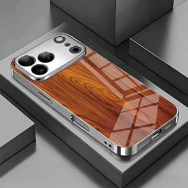 Wood Texture Pattern Plating Case for iPhone