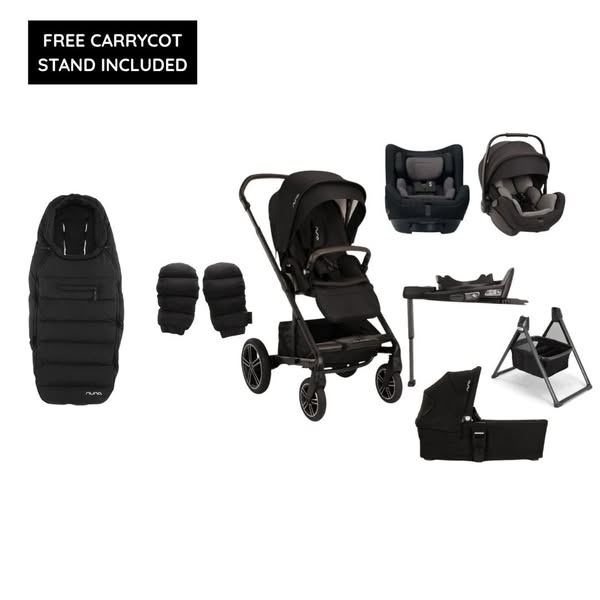 Nuna Mixx Next All Stage Bundle with TODL Car Seat - Caviar- Free Carrycot Stand Included!