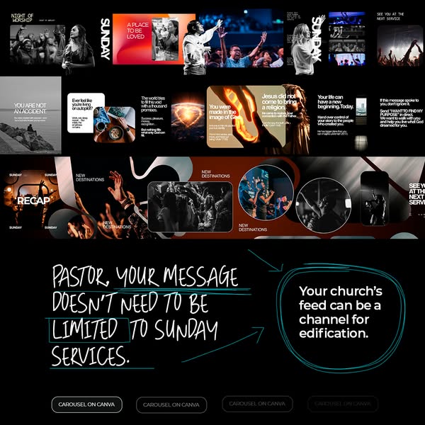 Carousel Package for Churches with Over 160 Editable Templates for Canva and Photoshop
