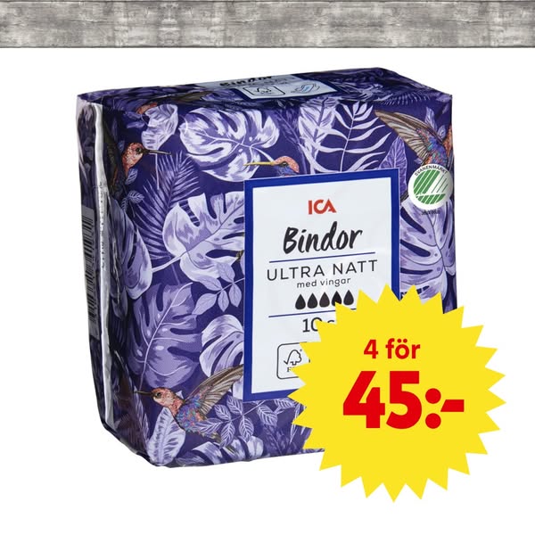 Binda Ultra Natt med vingar 10-p ICA