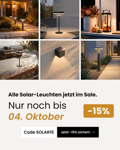 15% auf alle Solar-Leuchten