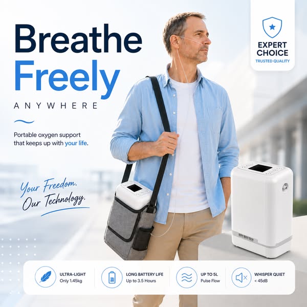 Brivelle™ KP-5 Portable Oxygen — Lightweight 5L Flow
