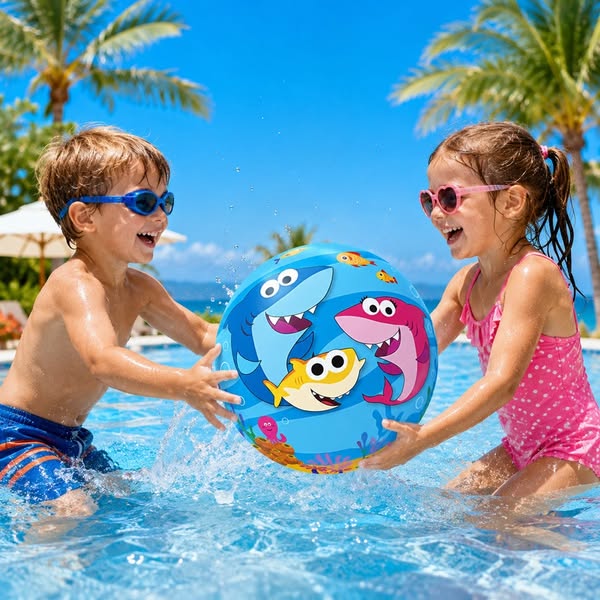 €4.99|【Back-to-School】23cm Inflatable Small Shark Ball for Kids, Outdoor Water Play Toy for Pools & Beach Fun