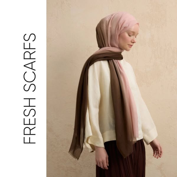 Gradient Modal Hijab Brown Powder