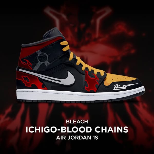 Premium Ichigo-Blood Chains AJ1 Embossed Logo Sneakers