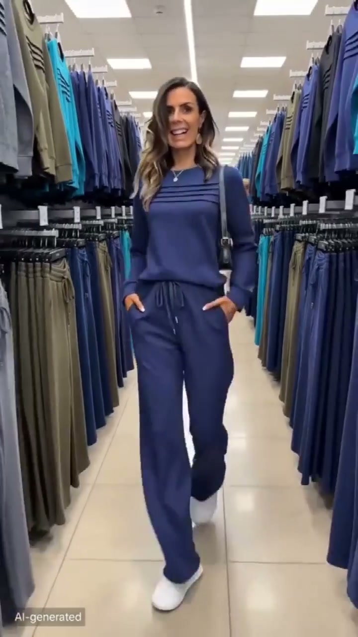 Women's Crew Neck Top & Drawstring Pants Set