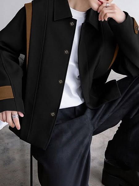 Men's Color Block Long Sleeve Jacket SKUL37253