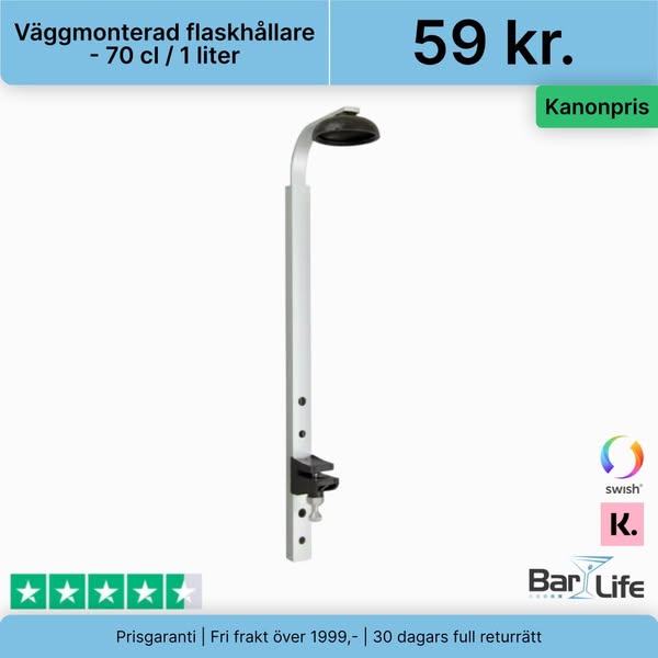 Väggmonterad flaskhållare - 70 cl / 1 liter
