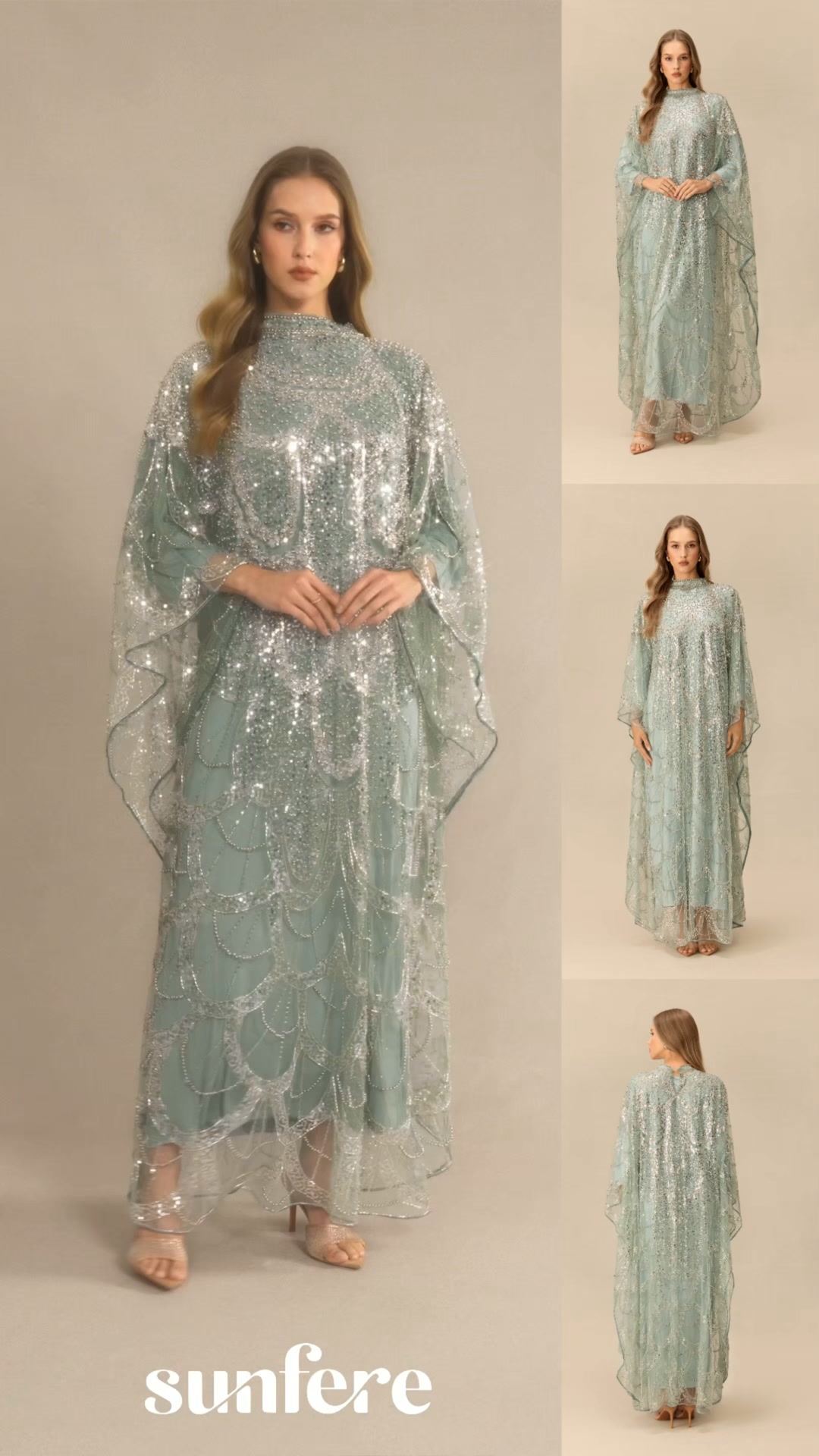 Sequin Embellished Mesh Maxi Dress