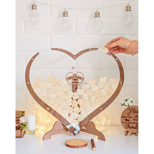Wooden Heart Wedding Guest Book