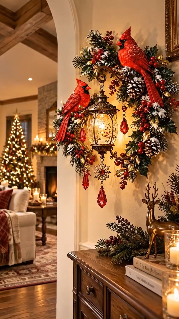 Cardinal Christmas Lantern Glow – Lighted Holiday Wall Decor