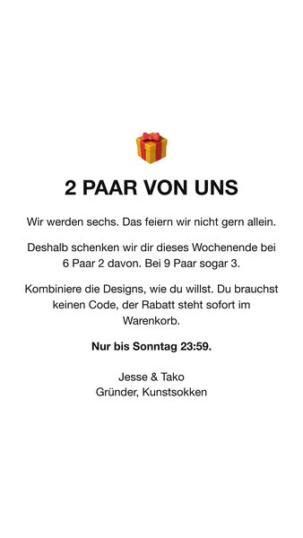 2 Paar gratis bei 6 Paar