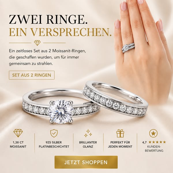 2 Moissanit-Ringe. 1 zeitloses Set.