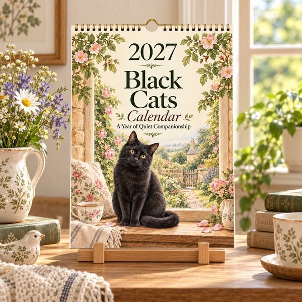 2027 Black Cats Calendar - A Year Filled With Feline Charm - Buy 1