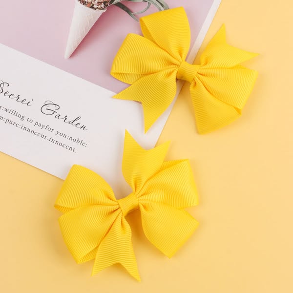Yellow Bow Hair Clip Children's Hair Bows Clips Headbands Princess 2pcs Toddler Girls Polyester Modern Casual Plant Pattern Accessories