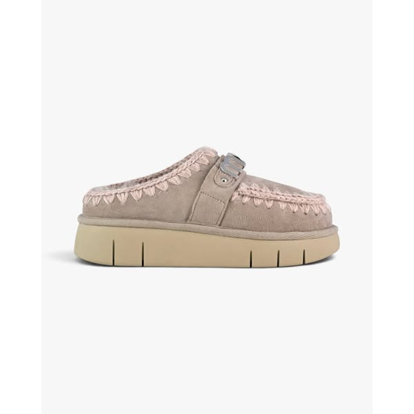 Mou Mule Bounce Clog Suede Letter Logo Goat