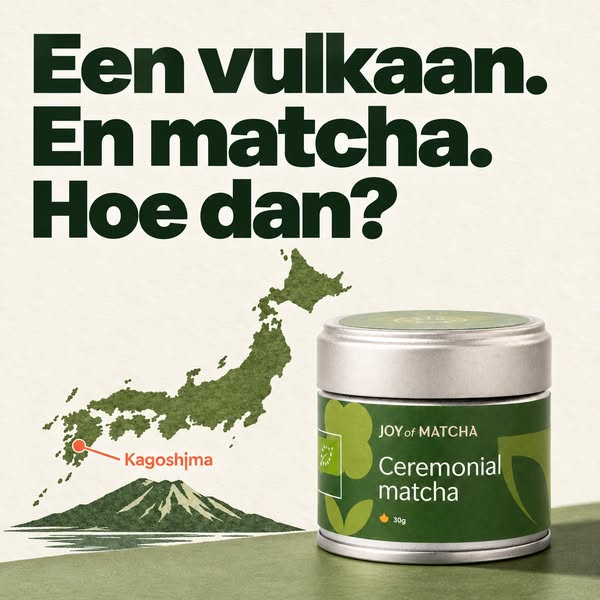Een vulkaan. En matcha. Hoe dan?