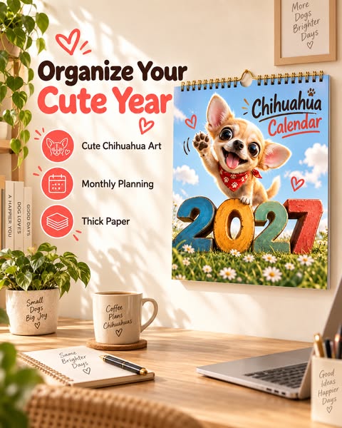 Christmas Sale Chihuahua 12 Month Wall Calendar