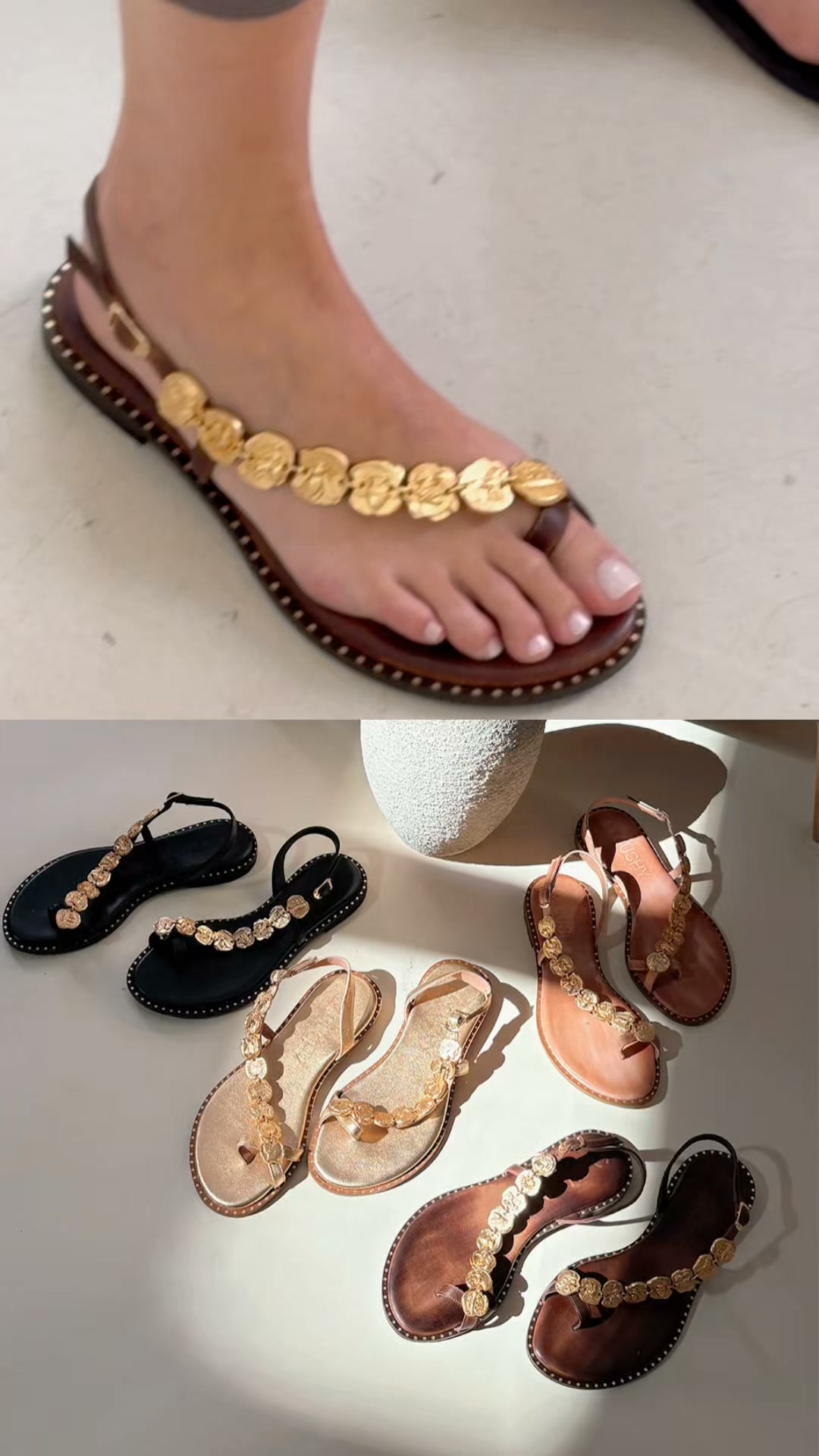 Summer sandals finished like jewelry.